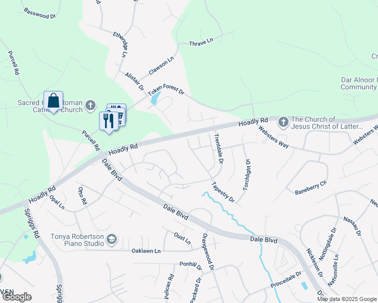 map of restaurants, bars, coffee shops, grocery stores, and more near 12986 Terminal Way in Woodbridge