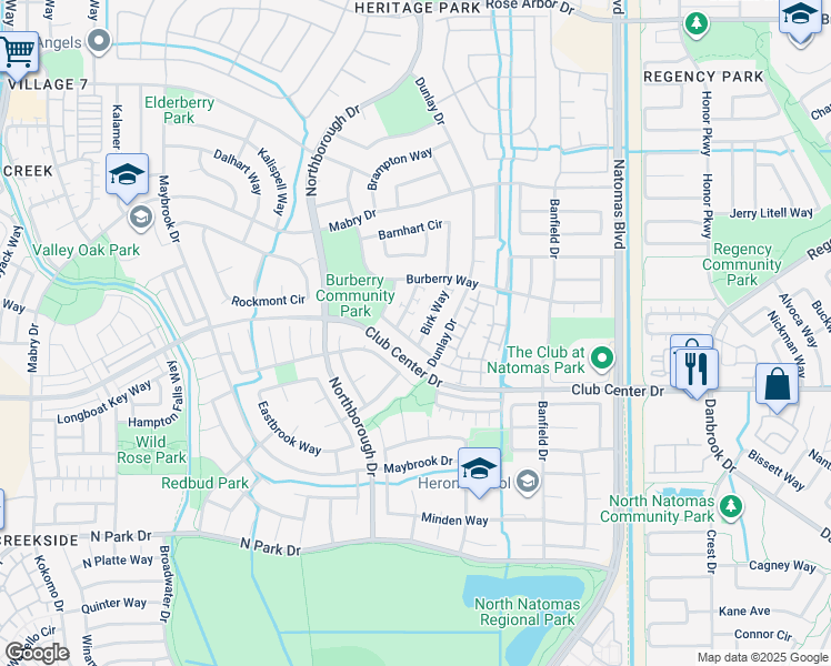 map of restaurants, bars, coffee shops, grocery stores, and more near 2359 Bayless Way in Sacramento
