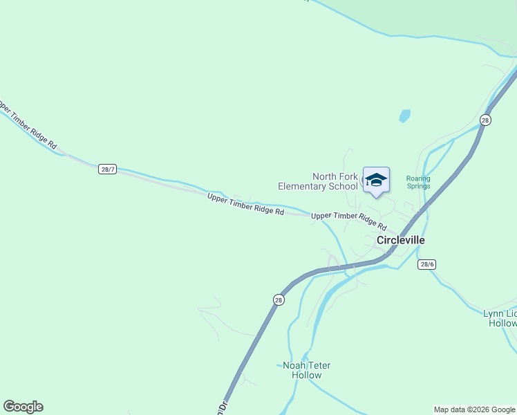 map of restaurants, bars, coffee shops, grocery stores, and more near Upper Timber Ridge Road in Circleville