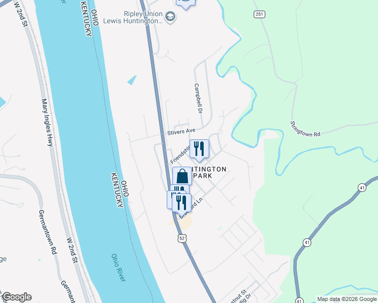 map of restaurants, bars, coffee shops, grocery stores, and more near 1785 Friendship Road in Aberdeen