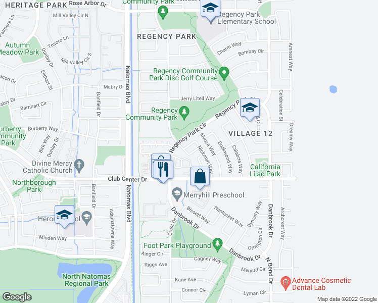 map of restaurants, bars, coffee shops, grocery stores, and more near 1830 Spaletta Way in Sacramento