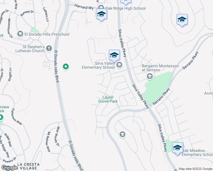 map of restaurants, bars, coffee shops, grocery stores, and more near 4033 Macpheadris Way in El Dorado Hills