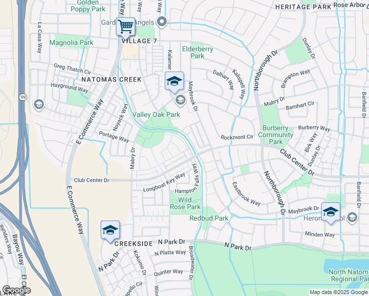 map of restaurants, bars, coffee shops, grocery stores, and more near 2930 Portage Way in Sacramento