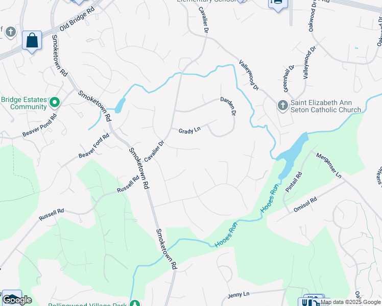 map of restaurants, bars, coffee shops, grocery stores, and more near 12582 McIntire Drive in Woodbridge