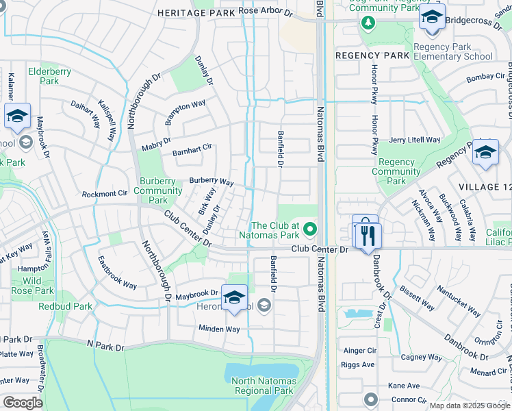 map of restaurants, bars, coffee shops, grocery stores, and more near 16 Annell Court in Sacramento