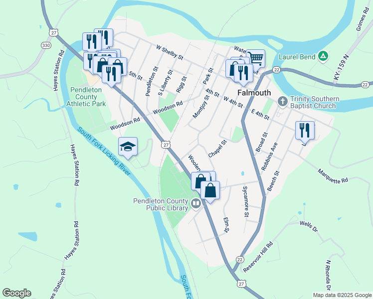 map of restaurants, bars, coffee shops, grocery stores, and more near 709 Earle Avenue in Falmouth