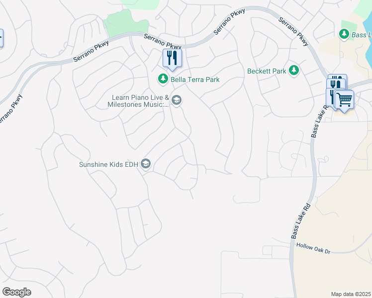 map of restaurants, bars, coffee shops, grocery stores, and more near 4613 Tramezzo Way in El Dorado Hills