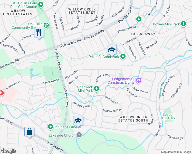 map of restaurants, bars, coffee shops, grocery stores, and more near 140 Chadwick Way in Folsom