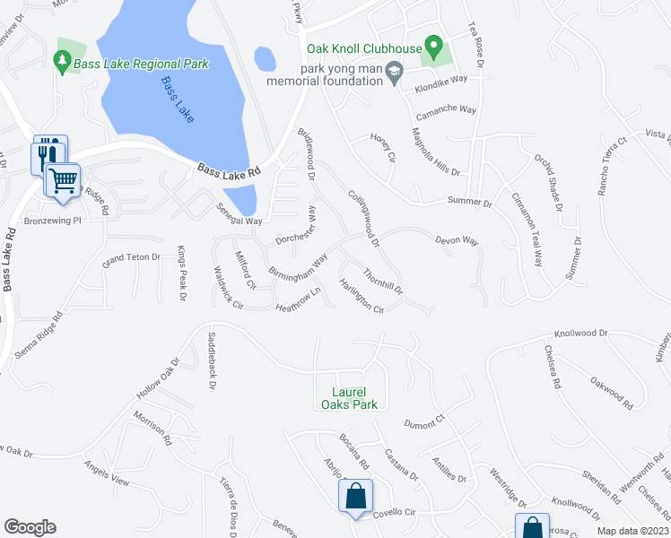 map of restaurants, bars, coffee shops, grocery stores, and more near 4012 Harlington Circle in El Dorado Hills