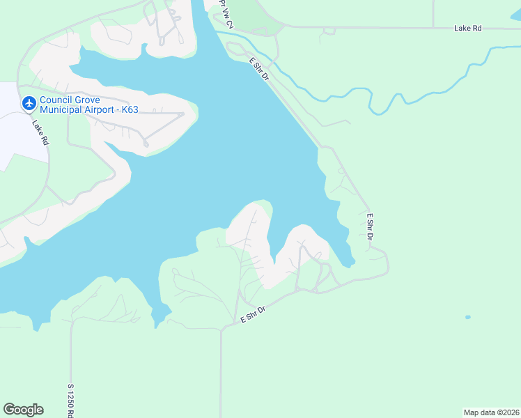 map of restaurants, bars, coffee shops, grocery stores, and more near 136 Highview Point in Council Grove