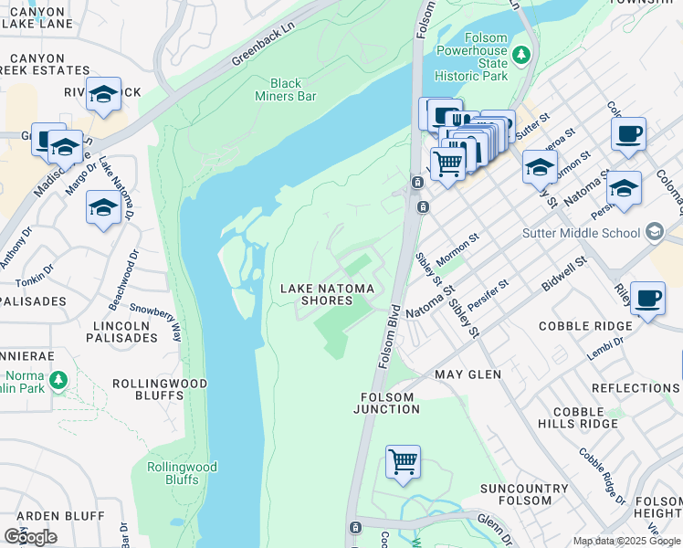 map of restaurants, bars, coffee shops, grocery stores, and more near 1309 Young Wo Circle in Folsom