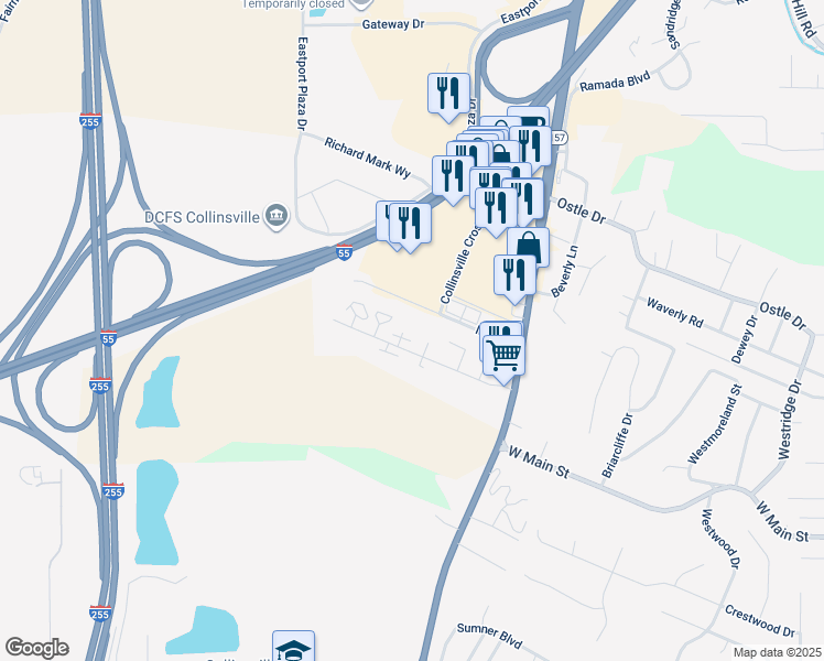 map of restaurants, bars, coffee shops, grocery stores, and more near 35 Marcia Court in Collinsville