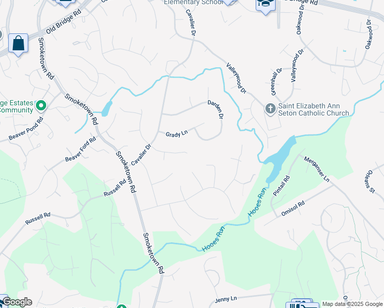 map of restaurants, bars, coffee shops, grocery stores, and more near 12587 McIntire Drive in Woodbridge