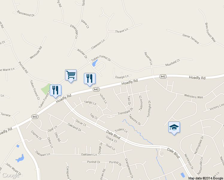 map of restaurants, bars, coffee shops, grocery stores, and more near 12964 Terminal Way in Woodbridge