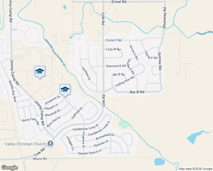 map of restaurants, bars, coffee shops, grocery stores, and more near 10935 Link Road in Fountain