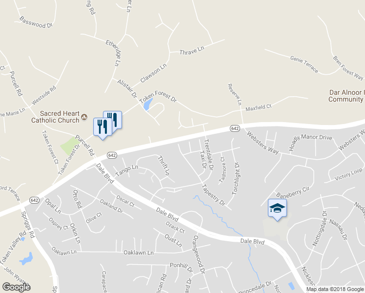 map of restaurants, bars, coffee shops, grocery stores, and more near 12965 Terminal Way in Woodbridge