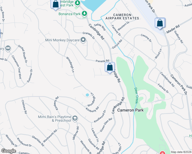 map of restaurants, bars, coffee shops, grocery stores, and more near 4000 Berry Road in Cameron Park