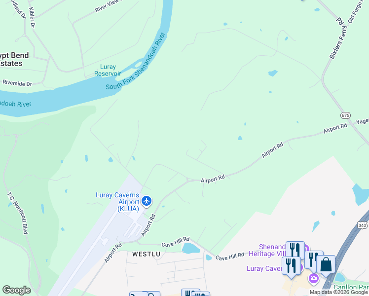 map of restaurants, bars, coffee shops, grocery stores, and more near 190 Damapa Drive in Luray