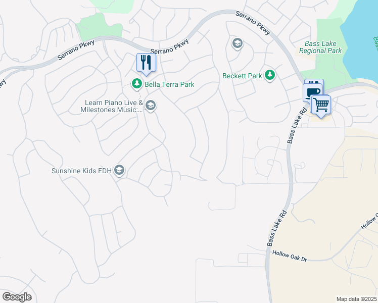 map of restaurants, bars, coffee shops, grocery stores, and more near 8152 Damico Drive in El Dorado Hills