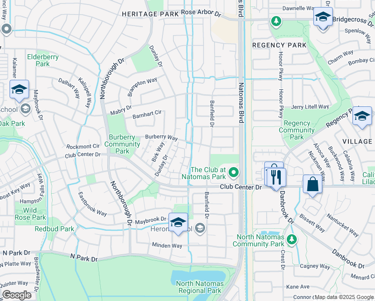 map of restaurants, bars, coffee shops, grocery stores, and more near 16 Annell Court in Sacramento