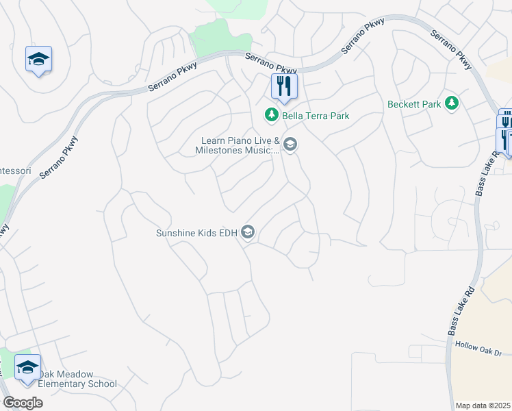 map of restaurants, bars, coffee shops, grocery stores, and more near 4166 Torrazzo Way in El Dorado Hills