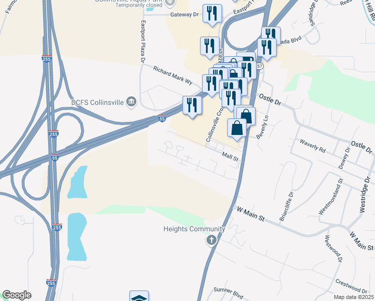 map of restaurants, bars, coffee shops, grocery stores, and more near 35 Marcia Court in Collinsville