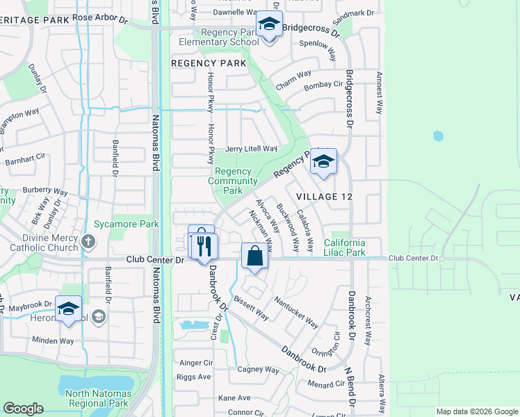 map of restaurants, bars, coffee shops, grocery stores, and more near 5449 Alvoca Way in Sacramento