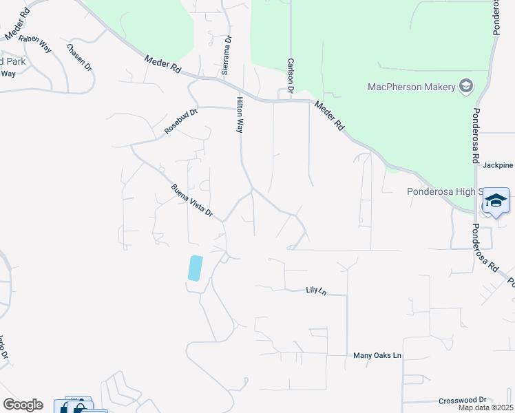 map of restaurants, bars, coffee shops, grocery stores, and more near 3531 Nikki Beau Lane in Cameron Park