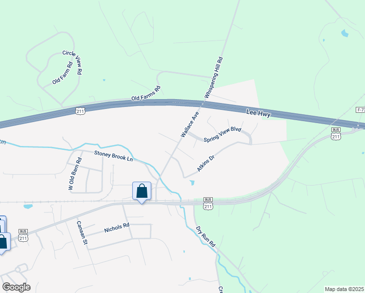map of restaurants, bars, coffee shops, grocery stores, and more near 21 Wallace Avenue in Luray