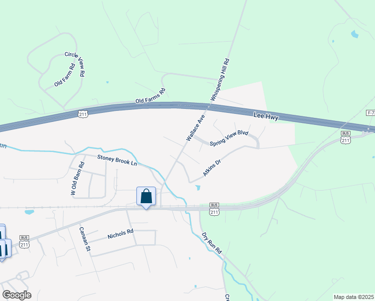 map of restaurants, bars, coffee shops, grocery stores, and more near 21 Wallace Avenue in Luray