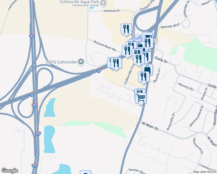 map of restaurants, bars, coffee shops, grocery stores, and more near 52 Bellevue Drive in Collinsville