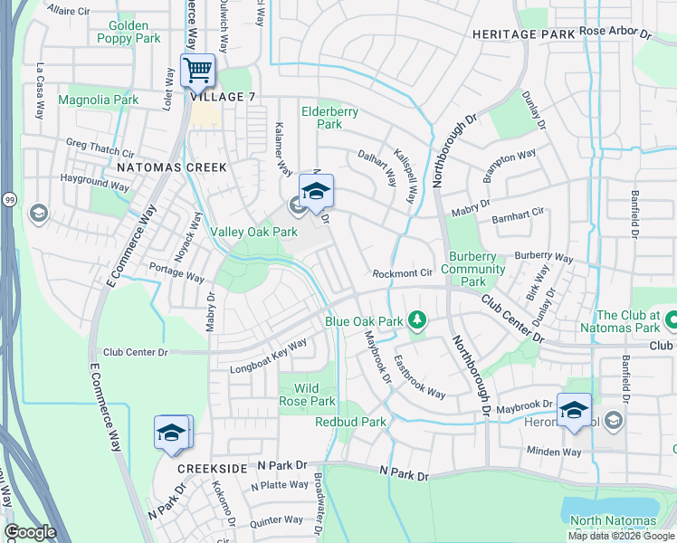 map of restaurants, bars, coffee shops, grocery stores, and more near 5390 Washoe Street in Sacramento