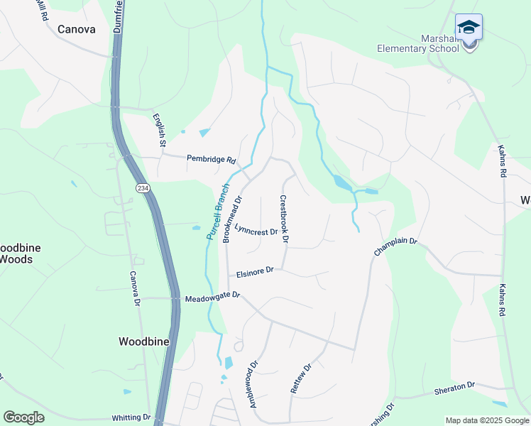 map of restaurants, bars, coffee shops, grocery stores, and more near 13085 Dove Tree Court in Manassas