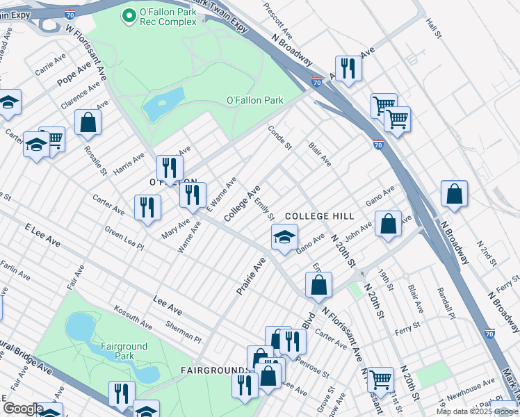 map of restaurants, bars, coffee shops, grocery stores, and more near 2148 Linton Avenue in St. Louis