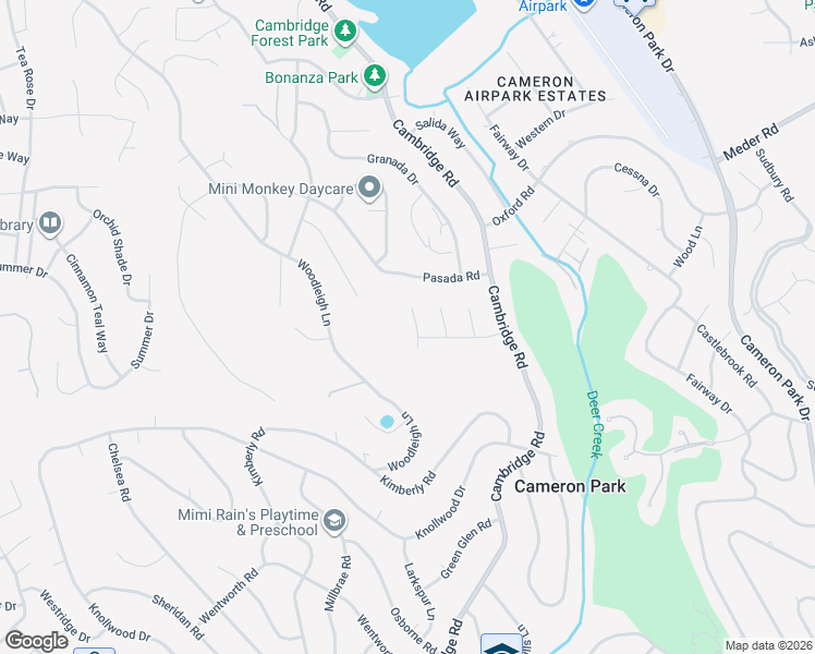 map of restaurants, bars, coffee shops, grocery stores, and more near 4000 Berry Road in Cameron Park