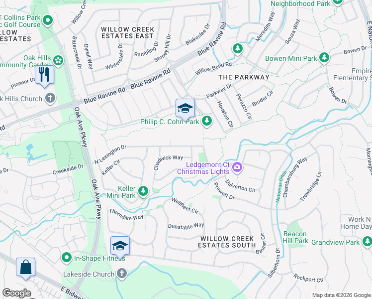 map of restaurants, bars, coffee shops, grocery stores, and more near 117 Chadwick Way in Folsom