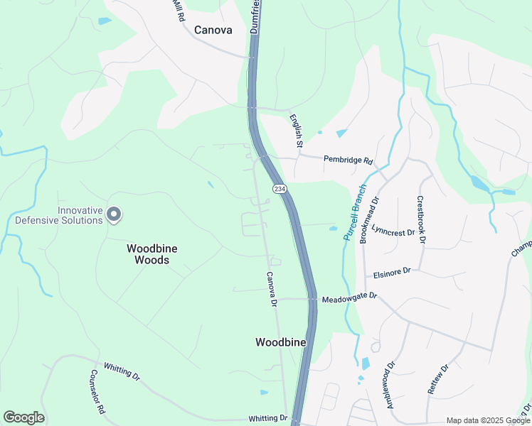 map of restaurants, bars, coffee shops, grocery stores, and more near 12913 Canova Drive in Manassas