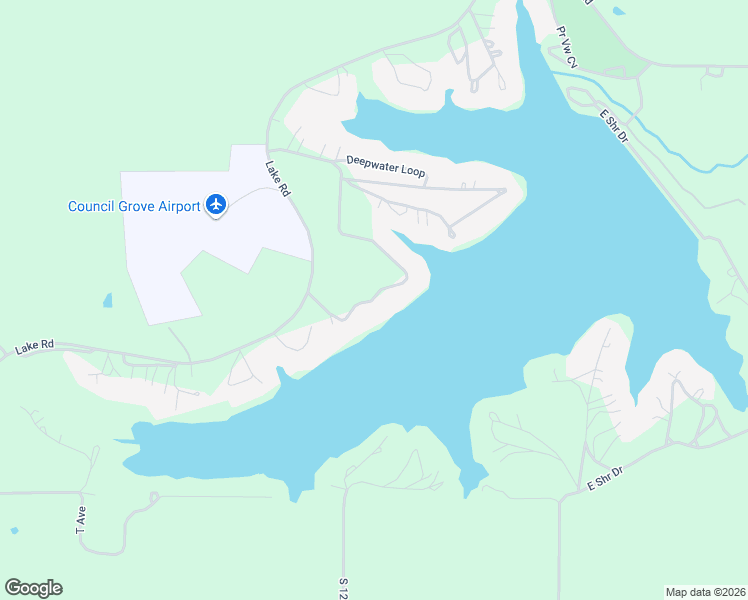 map of restaurants, bars, coffee shops, grocery stores, and more near 1264 Lake Road in Council Grove