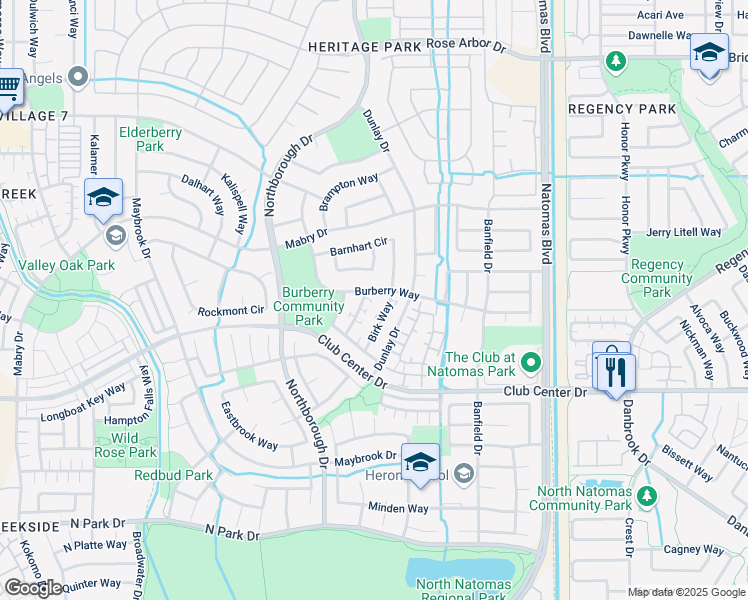 map of restaurants, bars, coffee shops, grocery stores, and more near 5426 Baccus Way in Sacramento
