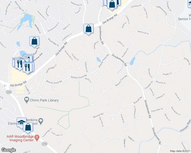 map of restaurants, bars, coffee shops, grocery stores, and more near 3729 Ottawa Court in Woodbridge