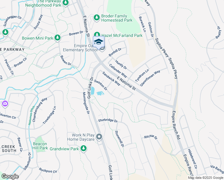 map of restaurants, bars, coffee shops, grocery stores, and more near 1005 Bearsden Court in Folsom
