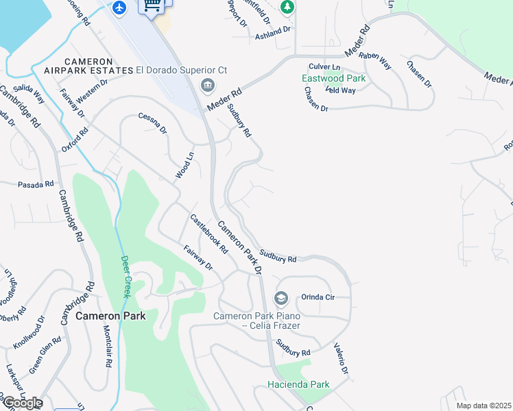map of restaurants, bars, coffee shops, grocery stores, and more near 3281 Verano Court in Cameron Park