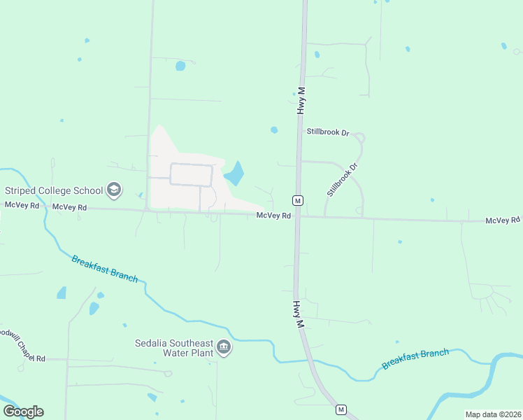 map of restaurants, bars, coffee shops, grocery stores, and more near 3599 McVey Road in Sedalia