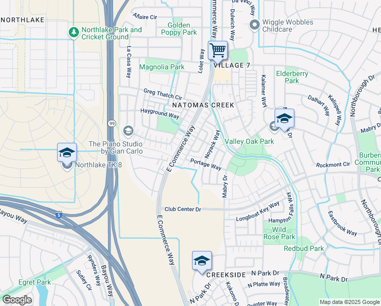 map of restaurants, bars, coffee shops, grocery stores, and more near 5200 Moonlit Bay Way in Sacramento