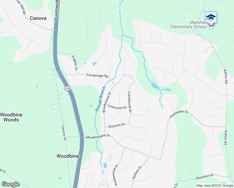 map of restaurants, bars, coffee shops, grocery stores, and more near 13076 Dove Tree Court in Manassas