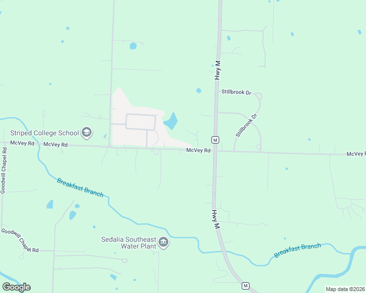 map of restaurants, bars, coffee shops, grocery stores, and more near 3599 McVey Road in Sedalia