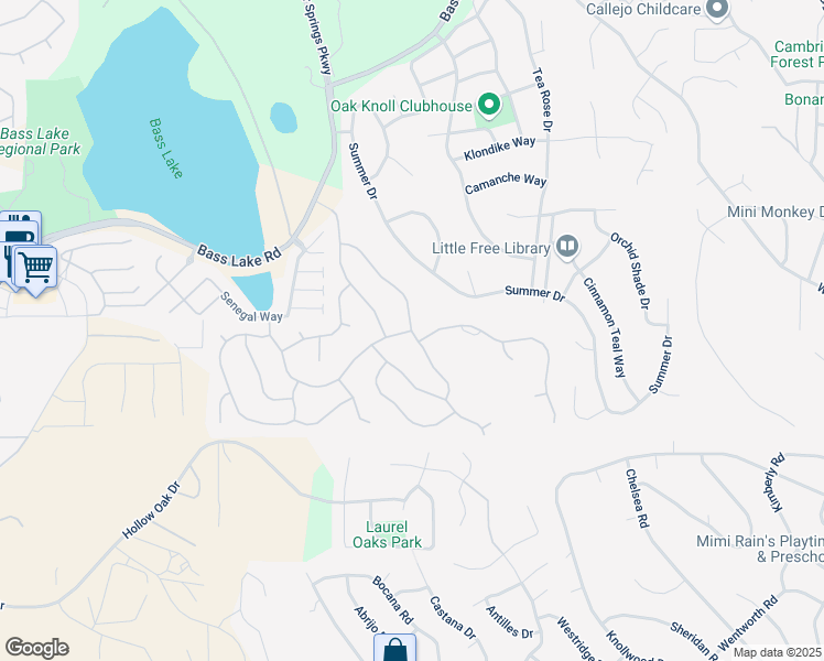 map of restaurants, bars, coffee shops, grocery stores, and more near Birmingham Way & Collingswood Drive in El Dorado Hills