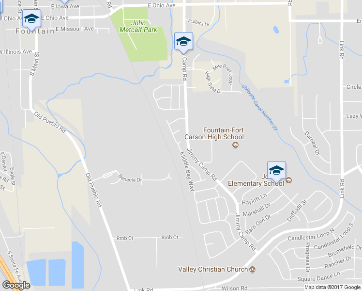 map of restaurants, bars, coffee shops, grocery stores, and more near 7524 Middle Bay Way in Fountain