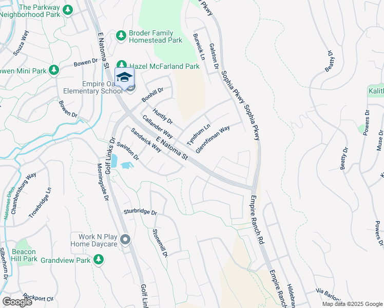 map of restaurants, bars, coffee shops, grocery stores, and more near 1005 Glennfinnan Way in Folsom