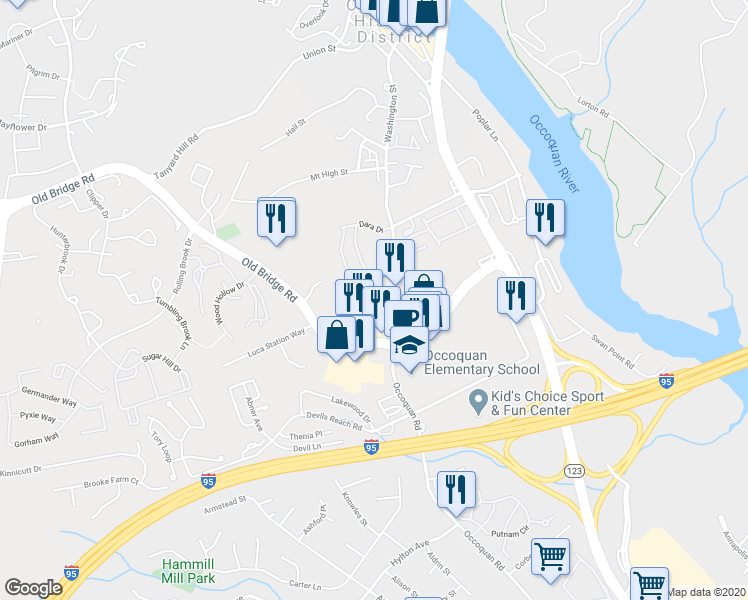 map of restaurants, bars, coffee shops, grocery stores, and more near 12796 Lotte Drive in Woodbridge